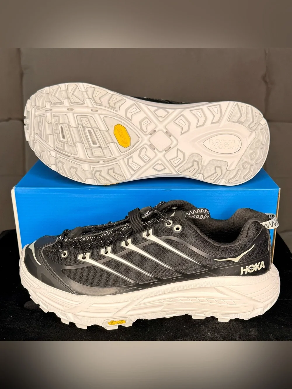 HOKA Mafate Three2 Vibram Black Cosmic Grey Unisex 8.5M 9.5W (160)